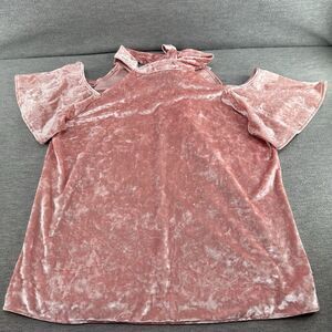 NY&C SWEET PEA - By Staci Frati Cold Shoulder Pink Keyhole Top Large A54